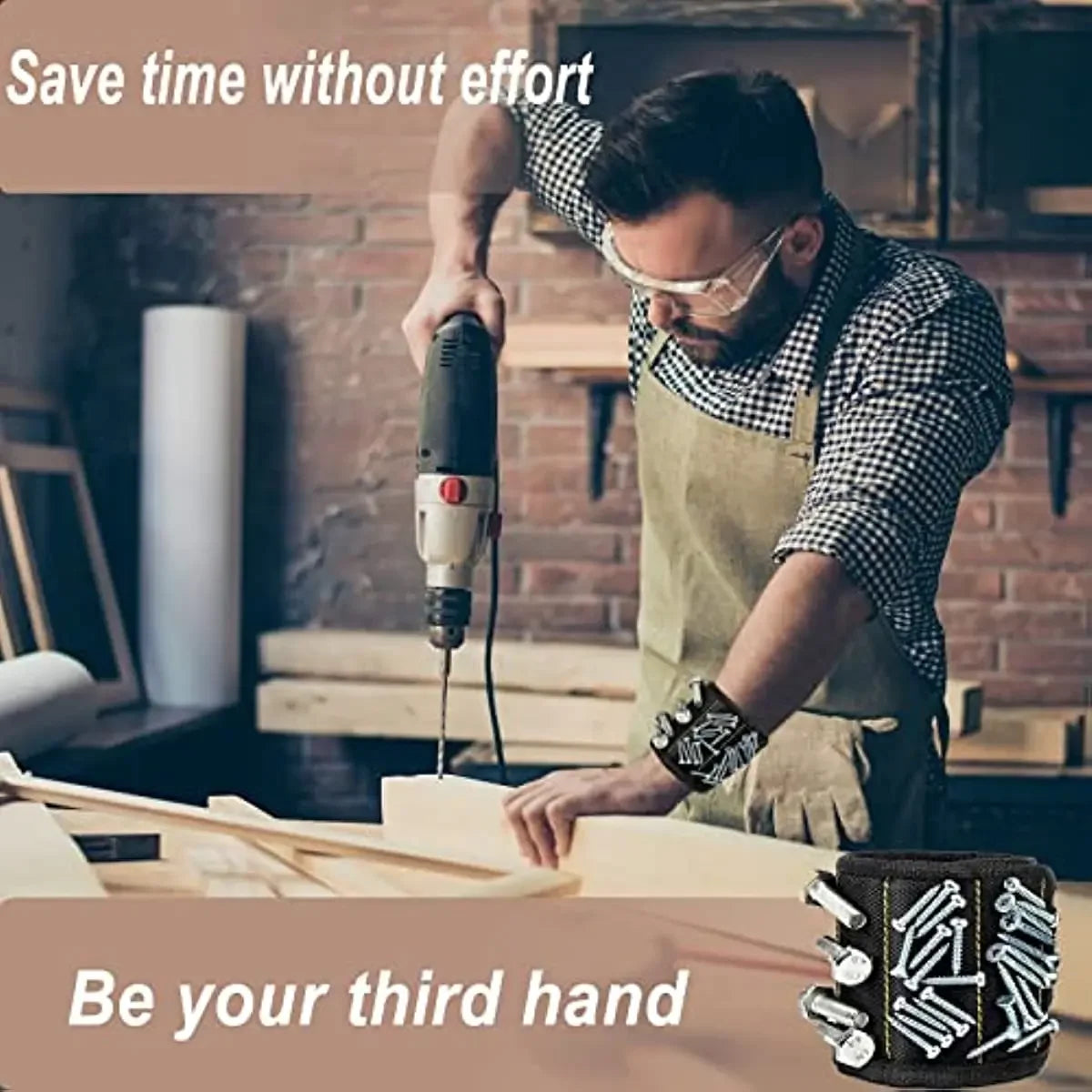 1PCS Magnetic Wristband for Holding Screws,Nails,Drilling Bits,Wrist Tool Holder Belts with Strong Magnets,Cool Gadgets for Men