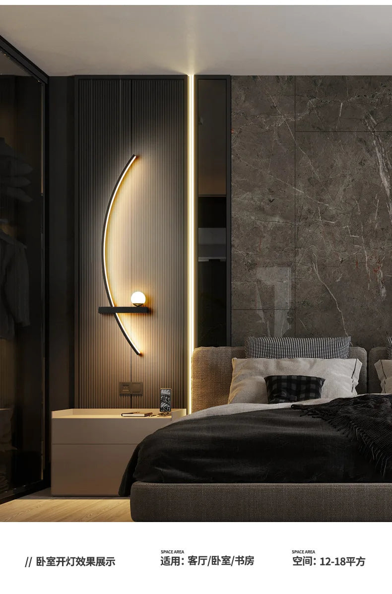 Modern LED Wall Lamp Stripes Wall Sconce for Bedroom Bedside Living Room Study Stairs Home Decor Indoor Lighting Fixture Luster