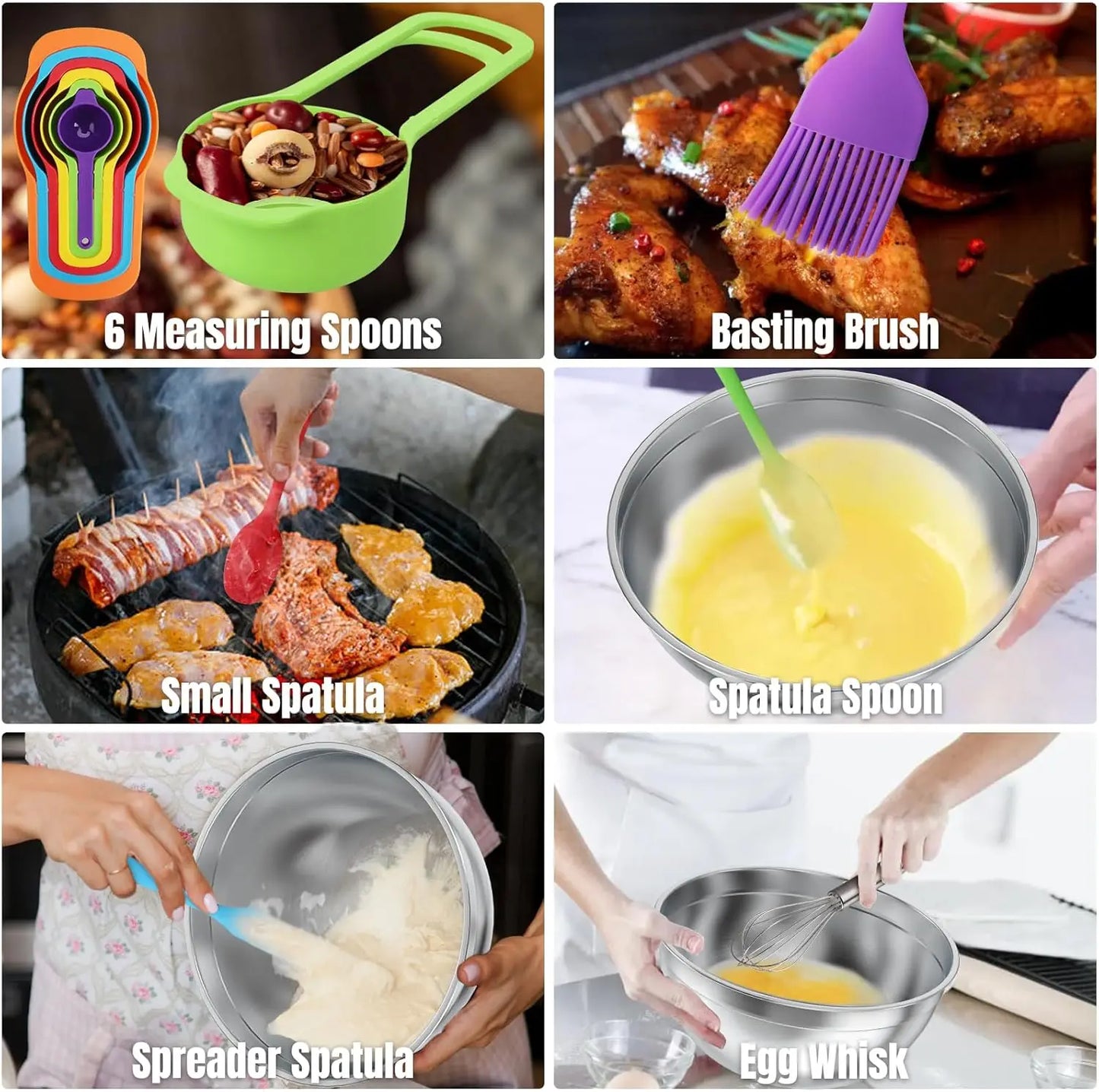 7-Piece Stainless Steel Mixing Bowls Set with Lids and 3 Graters, Sizes 4.5 to 0.7QT, Perfect for Kitchen Cooking Baking Serving