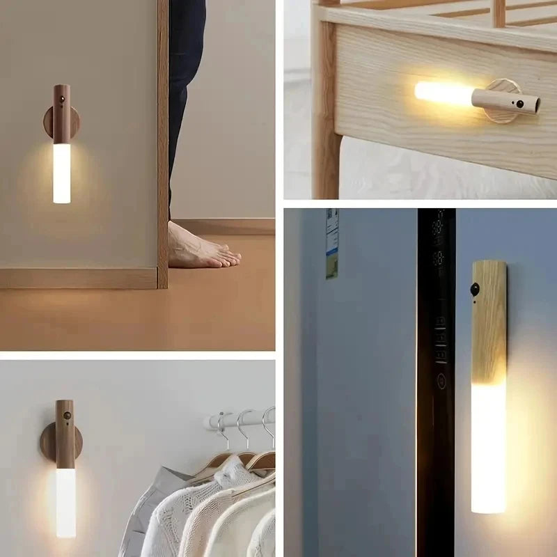 LED Night Light Smart Induction Magnetic Lamp USB Rechargeable Corridor Cabinet Household Toilet Wall Bedroom Stair Wall Lamp