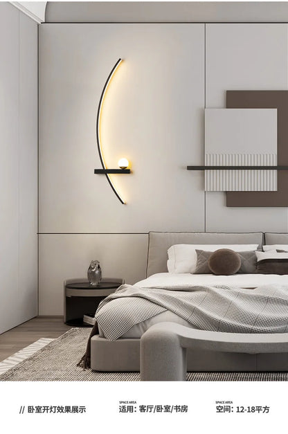 Modern LED Wall Lamp Stripes Wall Sconce for Bedroom Bedside Living Room Study Stairs Home Decor Indoor Lighting Fixture Luster