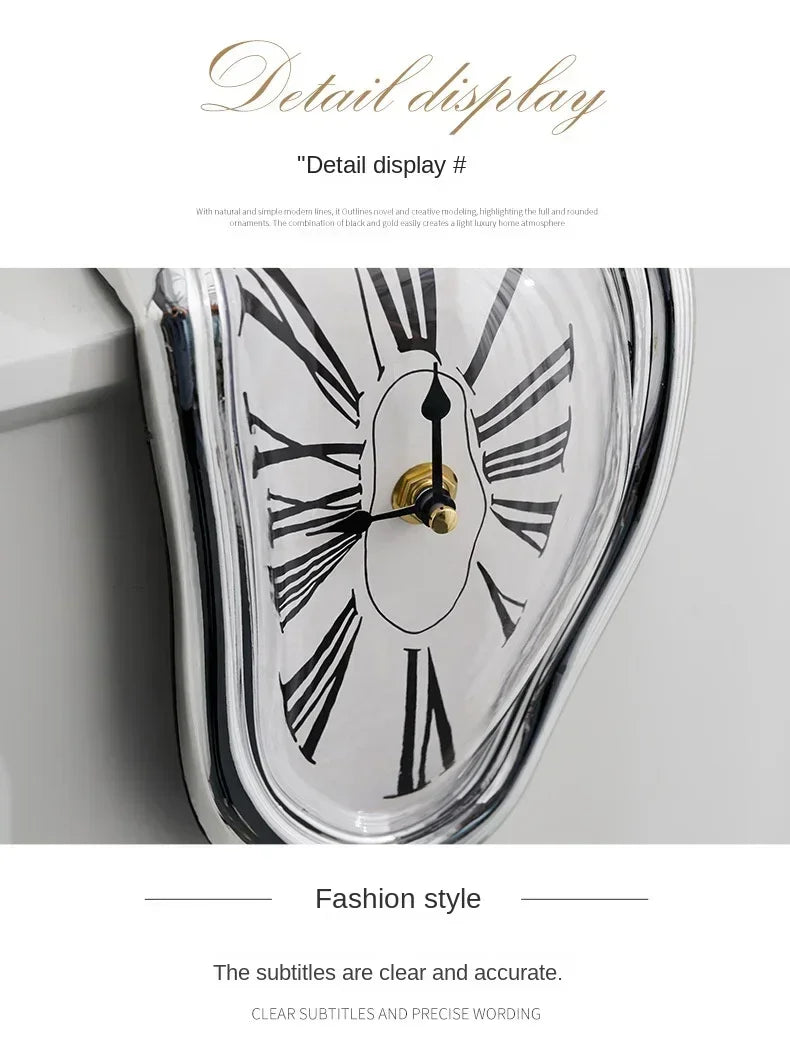 2024 New Novel Surreal Melting Distorted Wall Clocks Surrealist Salvador Dali Style Wall Watch Decoration Gift Home Garden