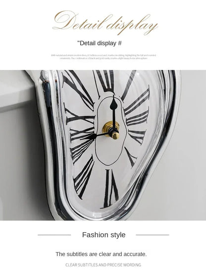 2024 New Novel Surreal Melting Distorted Wall Clocks Surrealist Salvador Dali Style Wall Watch Decoration Gift Home Garden