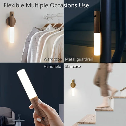 LED Night Light Smart Induction Magnetic Lamp USB Rechargeable Corridor Cabinet Household Toilet Wall Bedroom Stair Wall Lamp