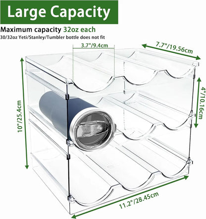 Water Bottle Organizer for Cabinet, Stackable 3 Pack Plastic Cup Holder, Tumbler Storage Rack for Kitchen Pantry Counter,
