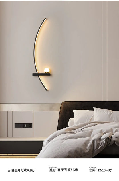 Modern LED Wall Lamp Stripes Wall Sconce for Bedroom Bedside Living Room Study Stairs Home Decor Indoor Lighting Fixture Luster