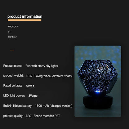 LED Starry Sky Projector Night Lights 3D Projection Night Lamp USB Charging Home Planetarium Kids Bedroom Decor Room Lighting