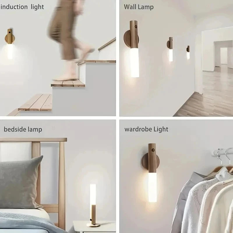 LED Night Light Smart Induction Magnetic Lamp USB Rechargeable Corridor Cabinet Household Toilet Wall Bedroom Stair Wall Lamp