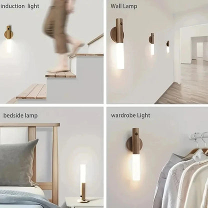 LED Night Light Smart Induction Magnetic Lamp USB Rechargeable Corridor Cabinet Household Toilet Wall Bedroom Stair Wall Lamp