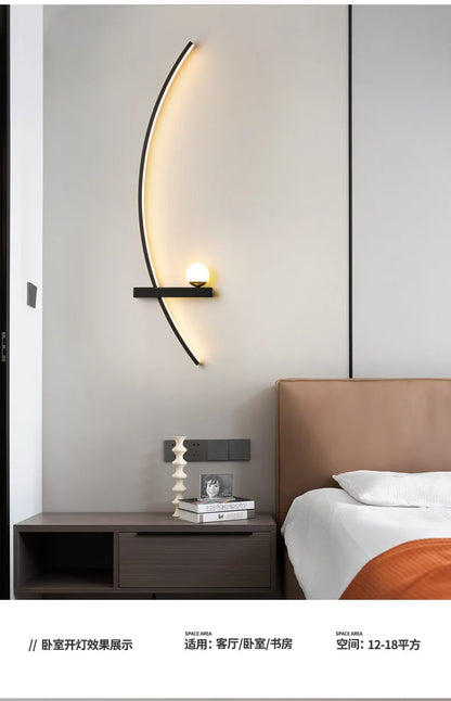 Modern LED Wall Lamp Stripes Wall Sconce for Bedroom Bedside Living Room Study Stairs Home Decor Indoor Lighting Fixture Luster